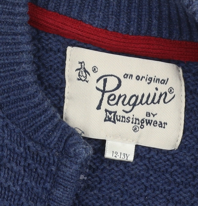 Original Penguin Boys Blue Full Zip Jumper Size 12-13Y
