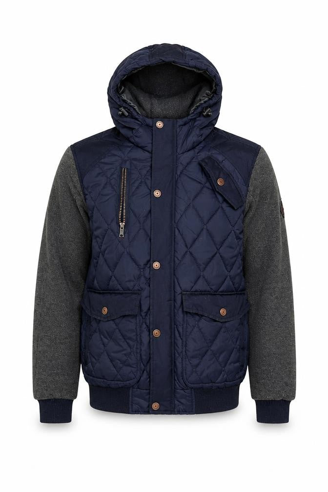 Front view of Twistedsoul Men's Quilted Hooded Jacket M