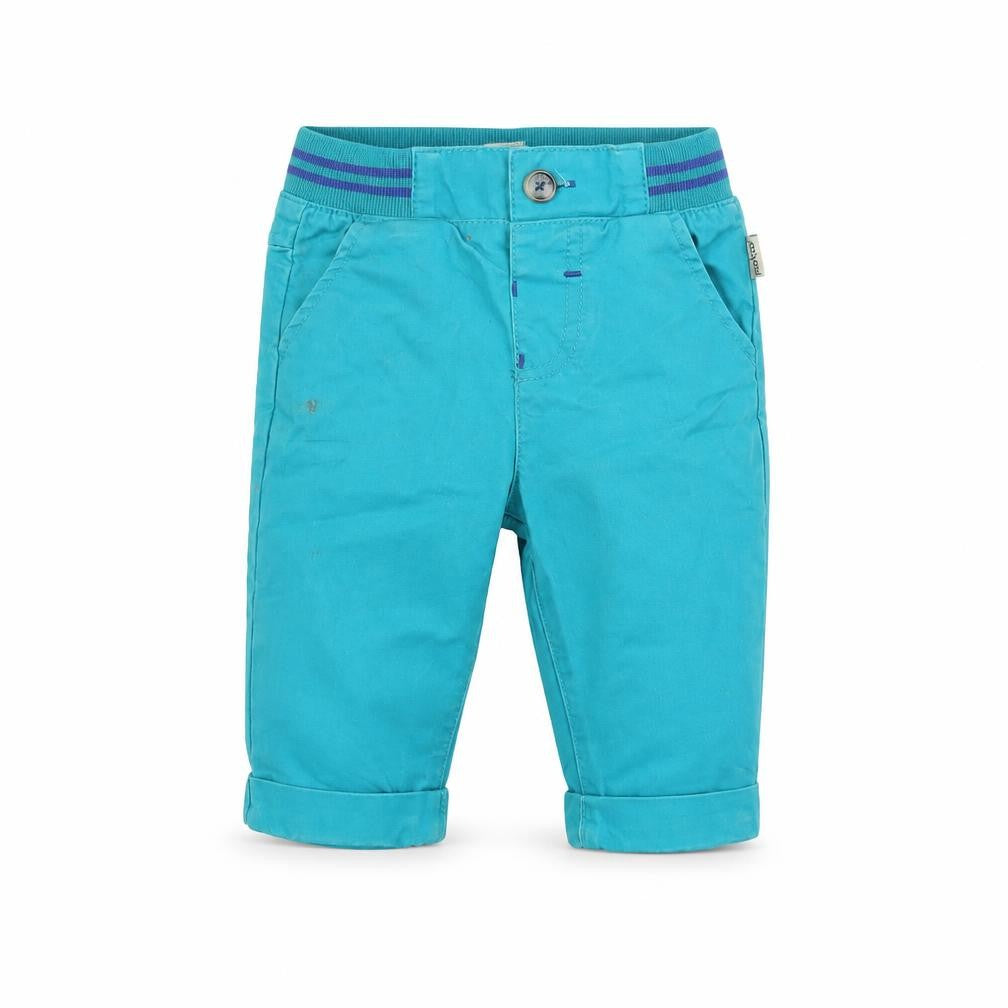 Front view of Baker by Ted Baker Blue Khakis 3-6 Months unisex cotton trousers