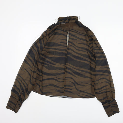 ASOS DESIGN Women's Brown Animal Print Blouse, Size 8