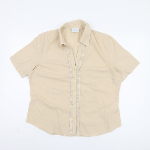 Canda Women's Beige Button-Up Shirt Size 18