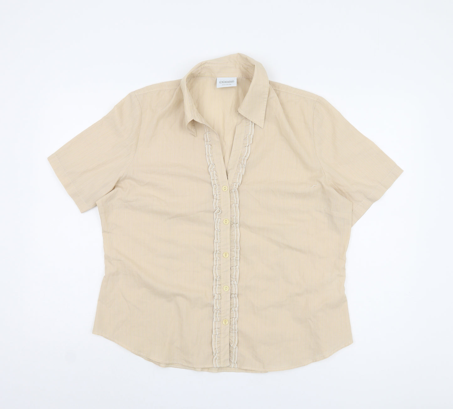 Canda Women's Beige Button-Up Shirt Size 18