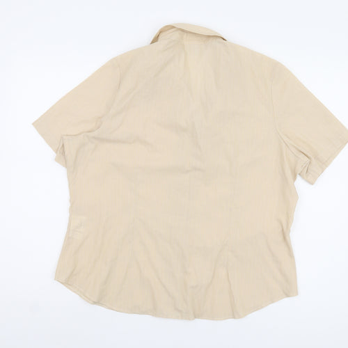 Canda Women's Beige Button-Up Shirt Size 18