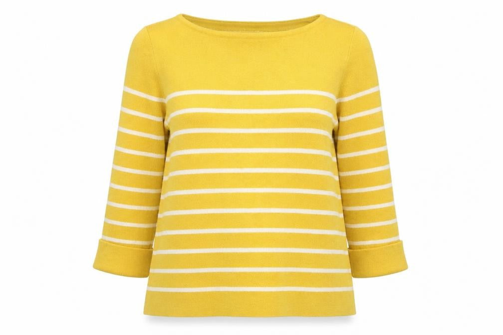 Front view of Adrienne Vittadini Yellow Striped jumper L Women
