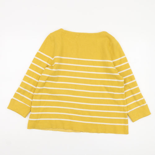 Adrienne Vittadini Yellow Striped Pullover Jumper L Women