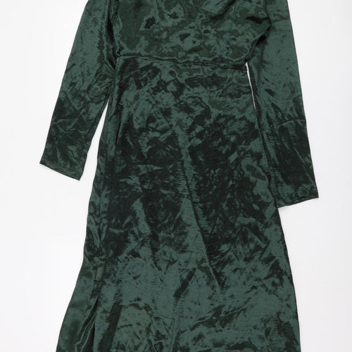 PrettyLittleThing Green V-Neck Dress UK 8
