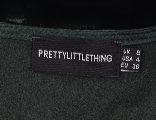 PrettyLittleThing Green V-Neck Dress UK 8