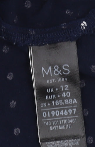 Marks and Spencer Women's Blue Polka Dot Blouse Size 12