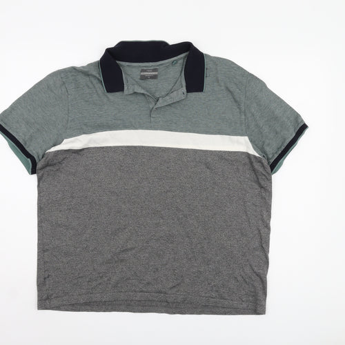 Next Men's Grey Colourblock Polo Shirt XL
