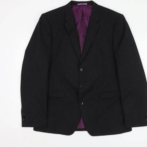 Next Men's Formal Black Blazer 42L Striped Jacket