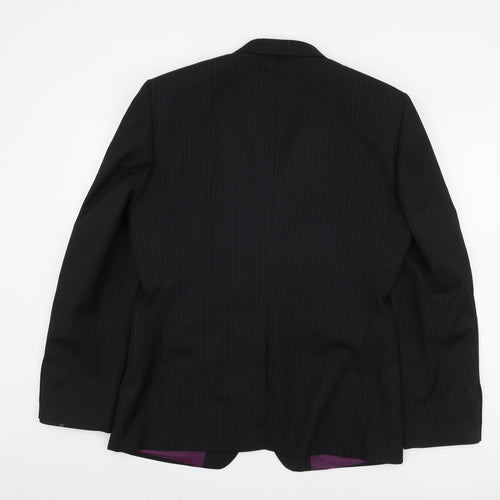Next Men's Formal Black Blazer 42L Striped Jacket