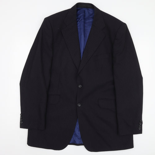 Marks and Spencer Men's Navy Blazer, 42L, Striped Wool Blend