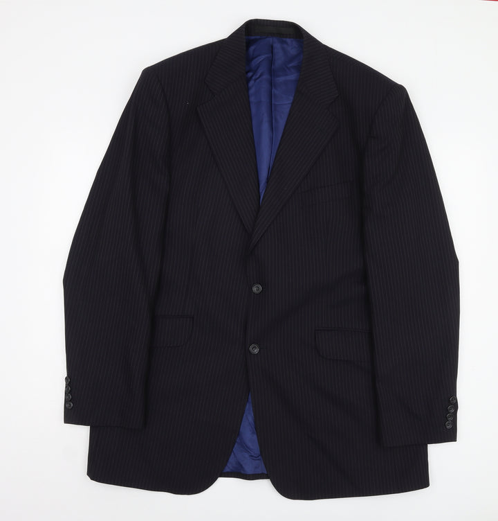 Marks and Spencer Men's Navy Blazer, 42L, Striped Wool Blend