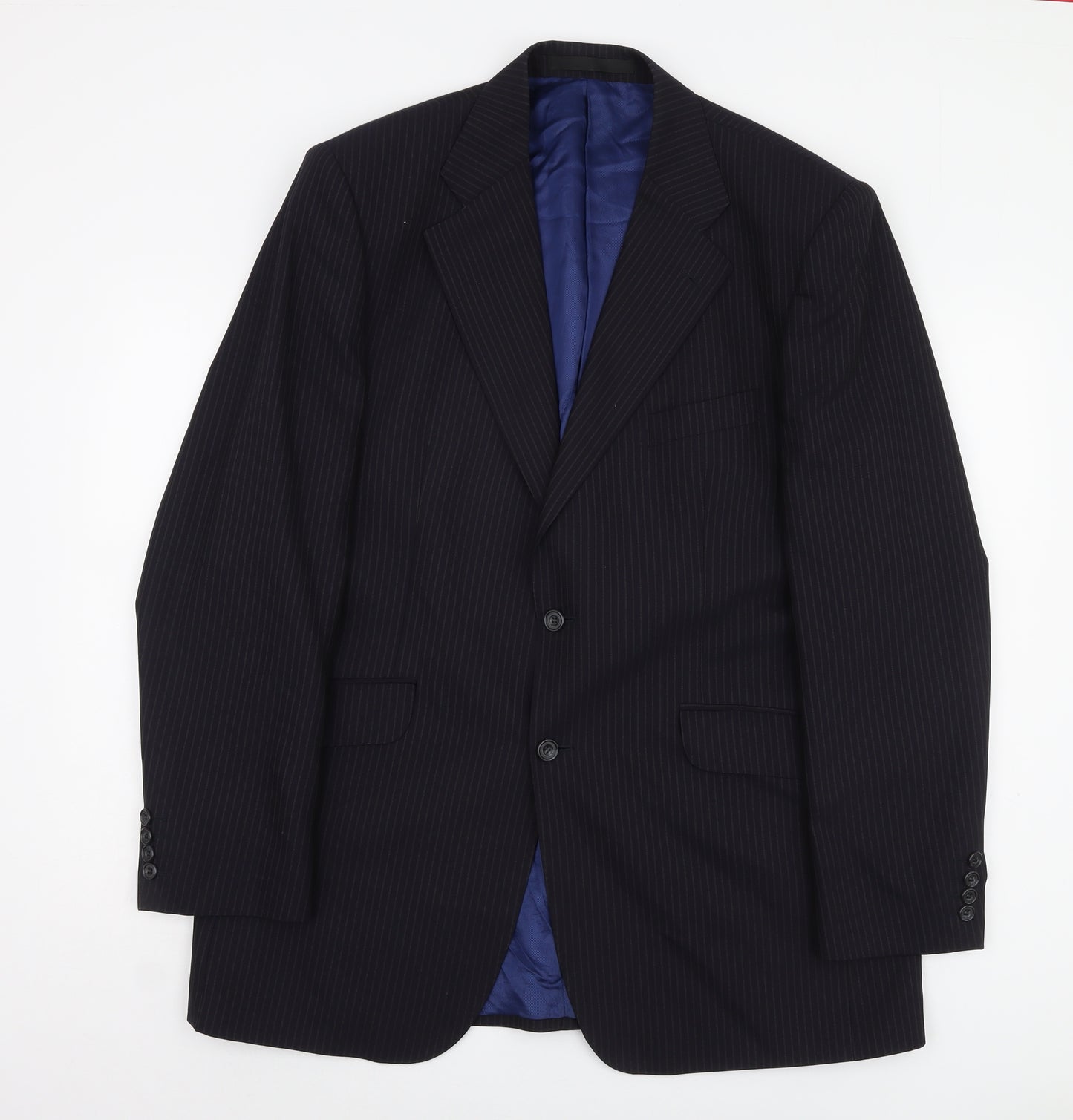 Marks and Spencer Men's Navy Blazer, 42L, Striped Wool Blend
