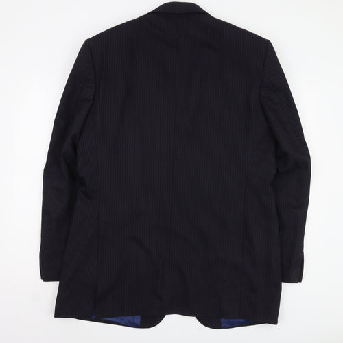 Marks and Spencer Men's Navy Blazer, 42L, Striped Wool Blend