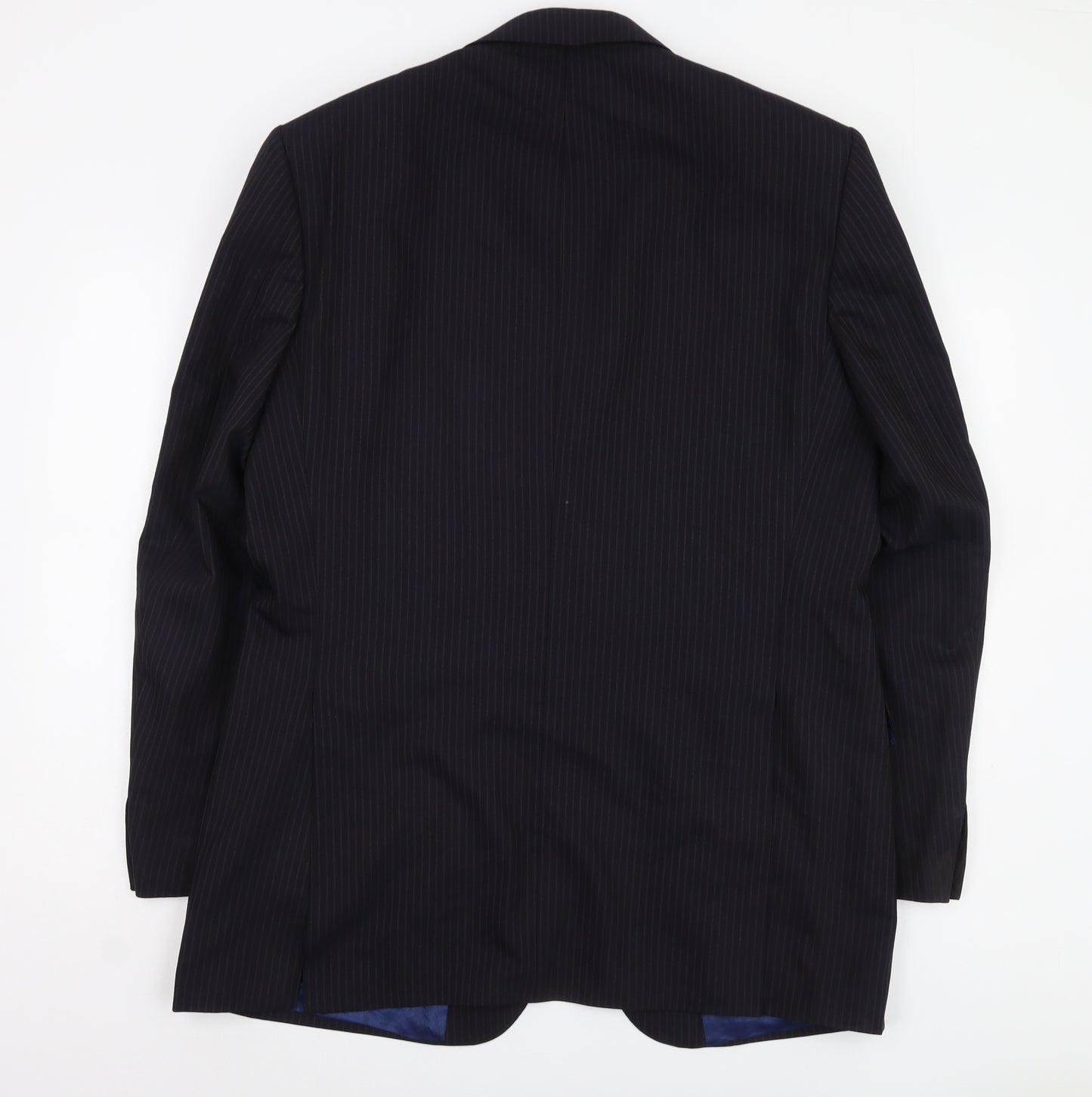 Marks and Spencer Men's Navy Blazer, 42L, Striped Wool Blend