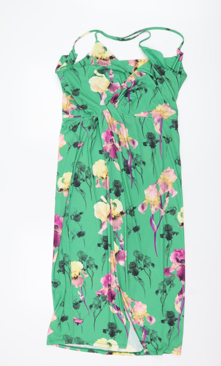 ASOS Floral Green Dress, Women's Size 16, Multicoloured