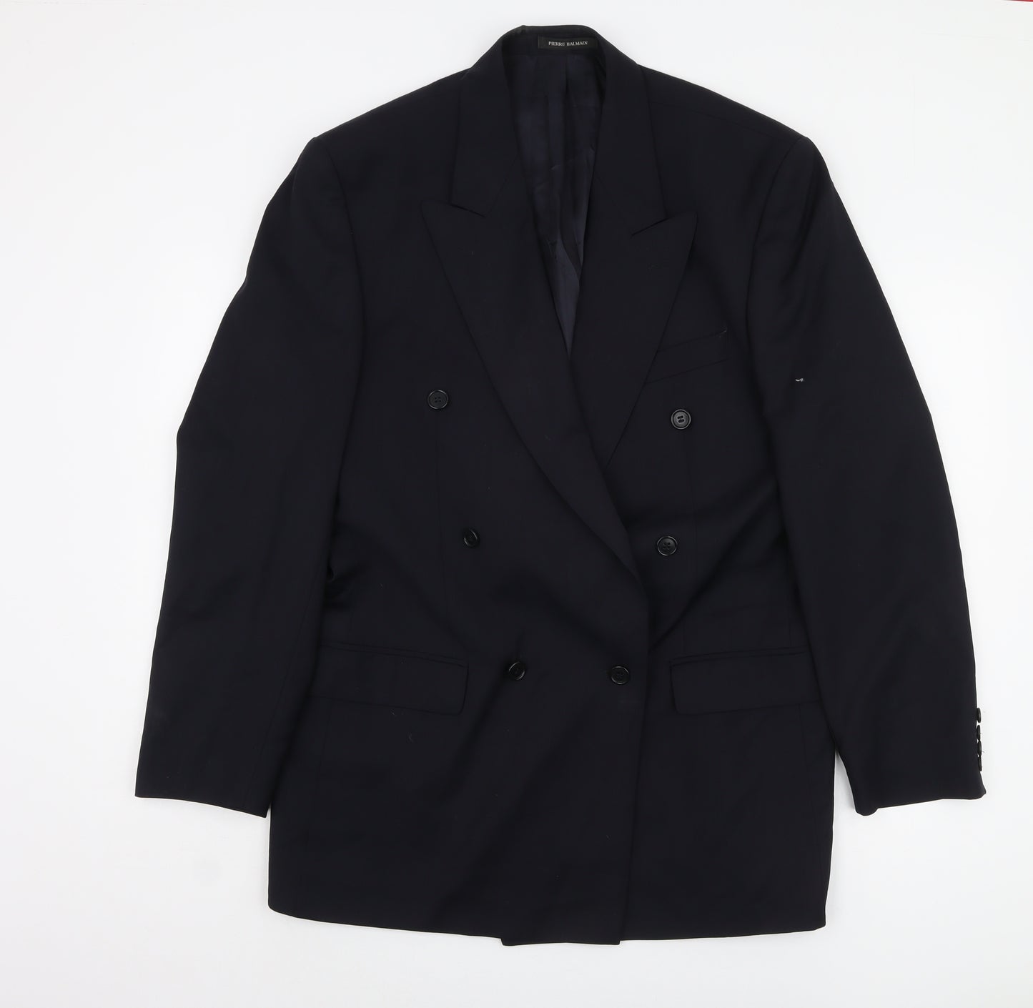 Pierre Balmain Men's Blue Wool Double-Breasted Blazer 40L