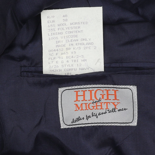 High and Mighty Men's Navy Striped Suit Jacket 48R