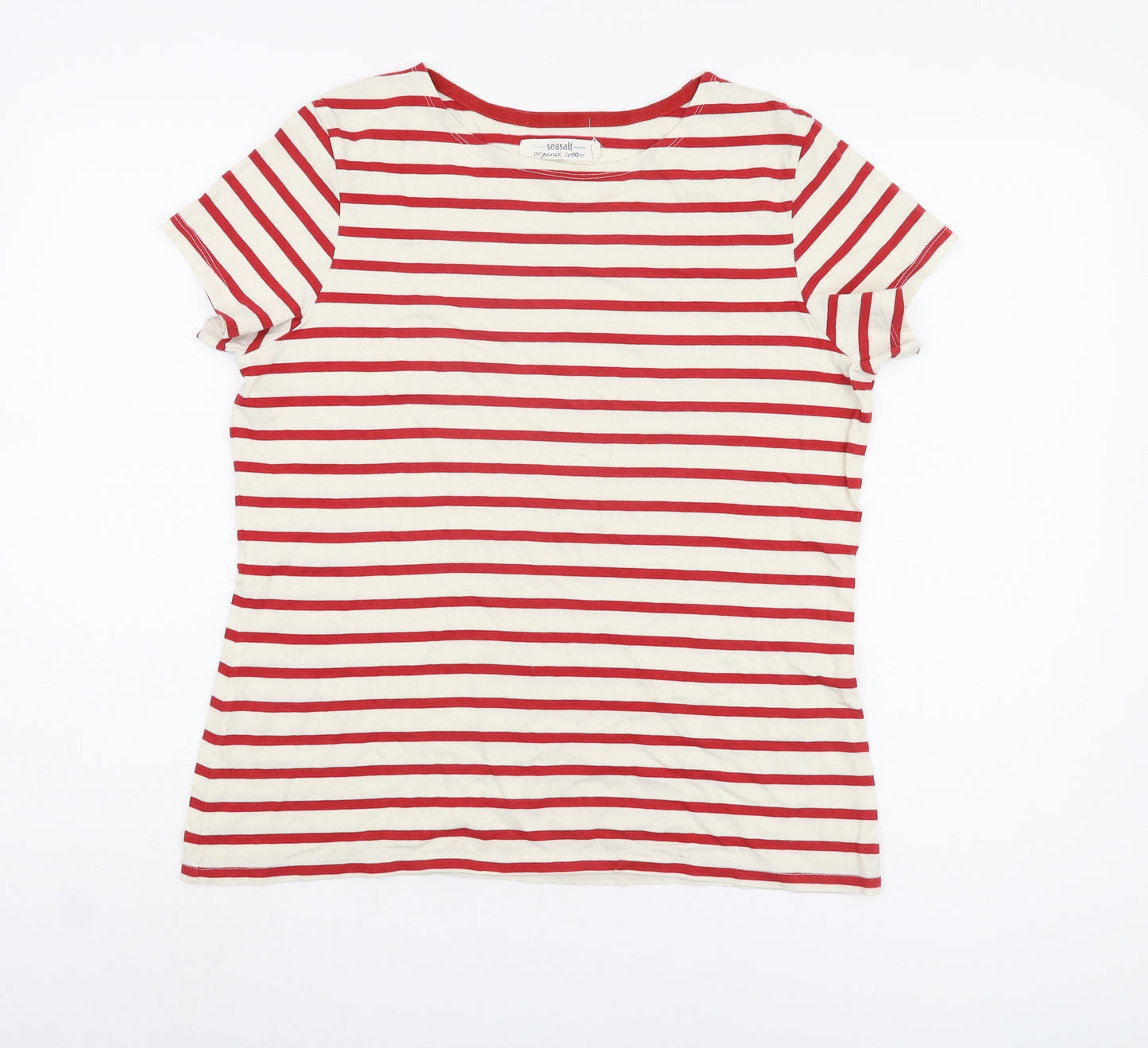 Seasalt Women's Red Striped T-Shirt Size 14