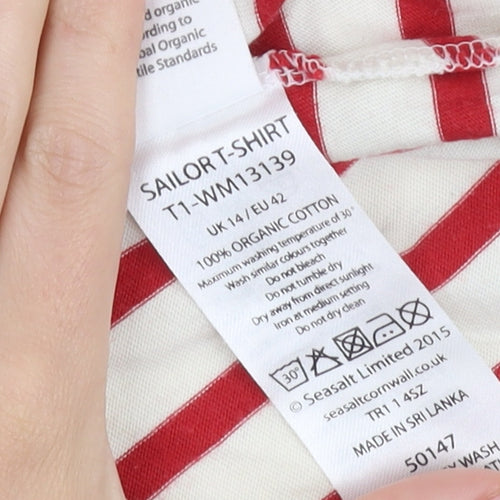 Seasalt Women's Red Striped T-Shirt Size 14