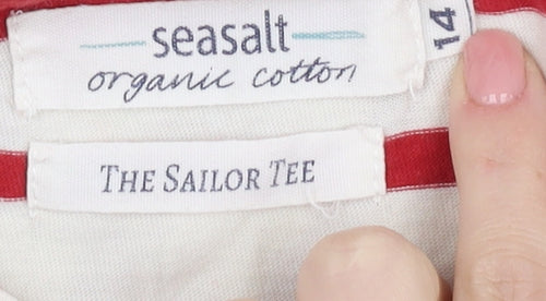 Seasalt Women's Red Striped T-Shirt Size 14