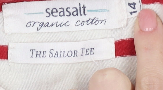 Seasalt Women's Red Striped T-Shirt Size 14
