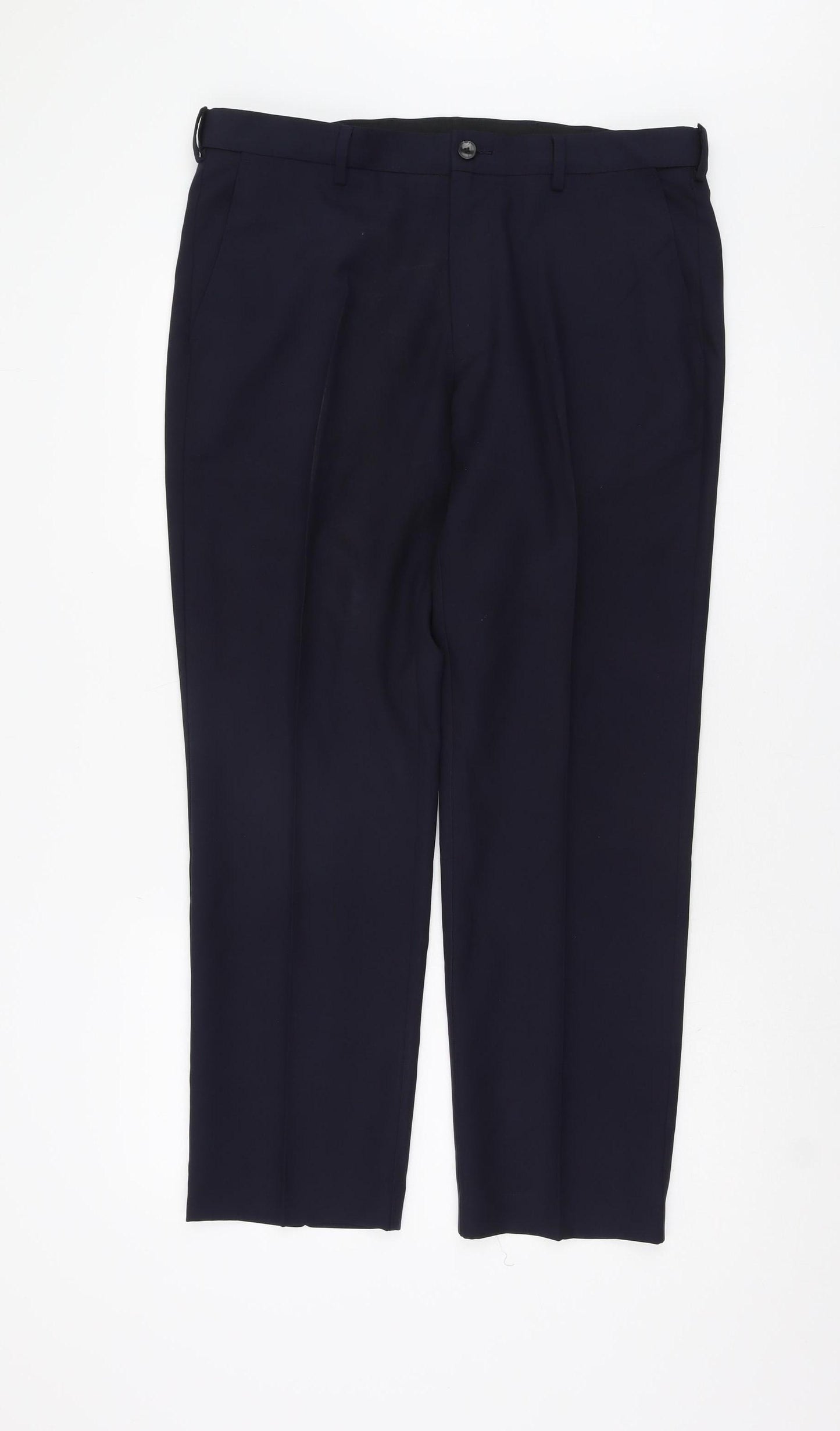Marks and Spencer Men's Navy Regular Fit Trousers, 30 in