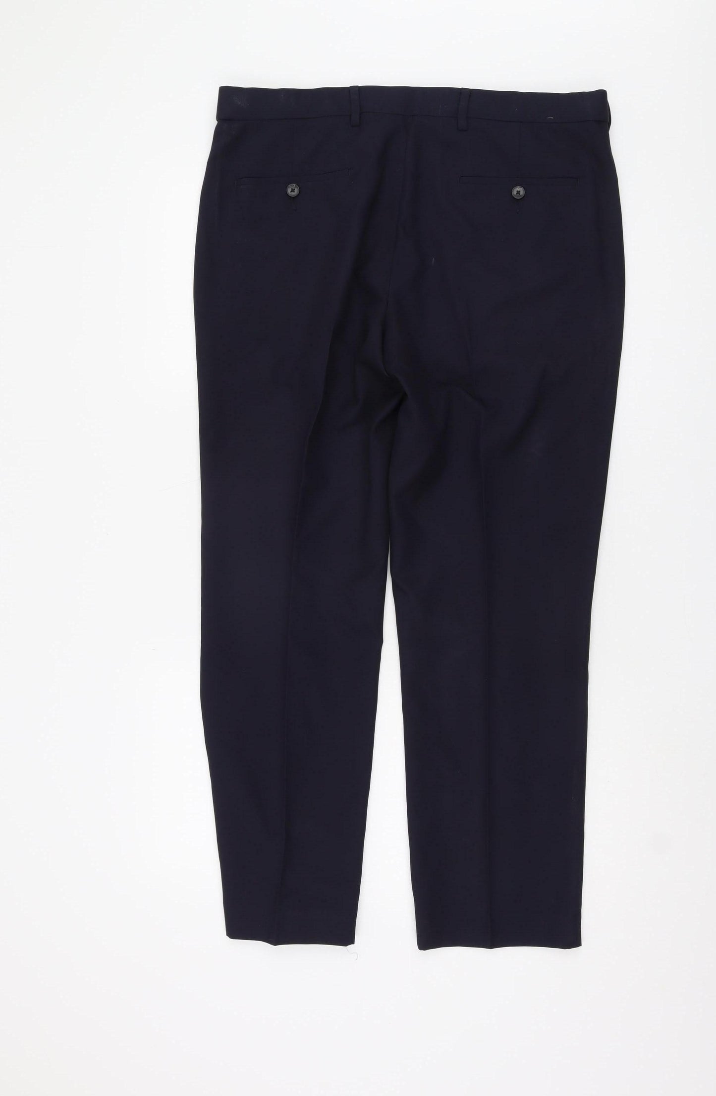 Marks and Spencer Men's Navy Regular Fit Trousers, 30 in