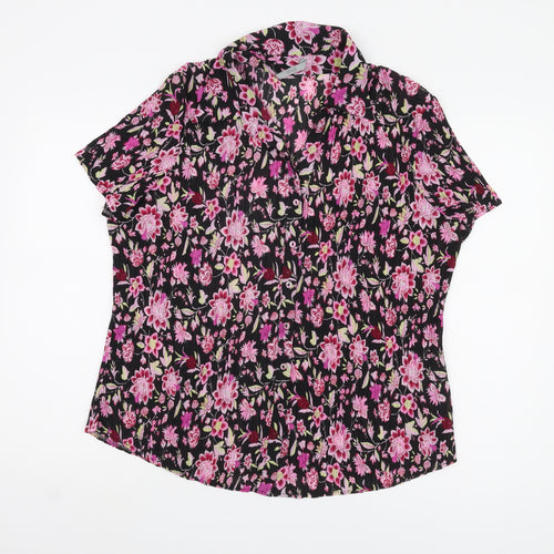 Marks and Spencer Women's Black Floral Button-Up Shirt UK 22