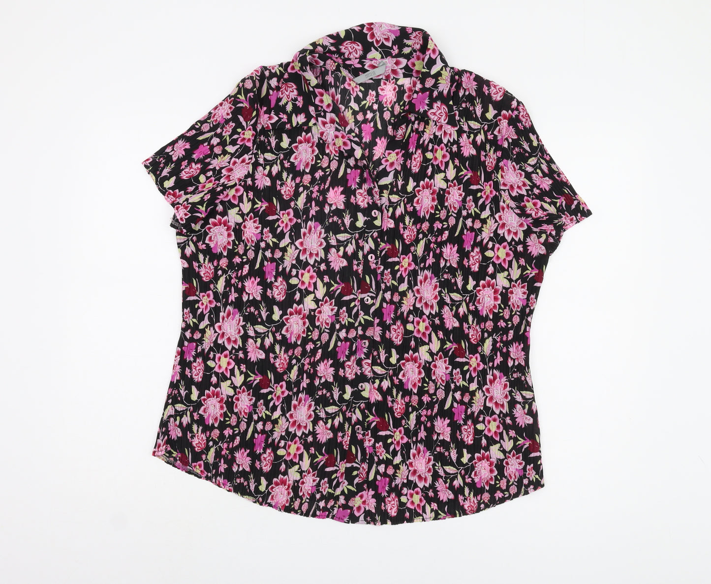 Marks and Spencer Women's Black Floral Button-Up Shirt UK 22