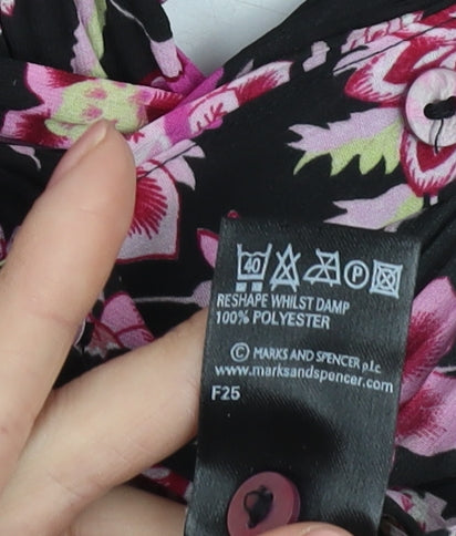 Marks and Spencer Women's Black Floral Button-Up Shirt UK 22