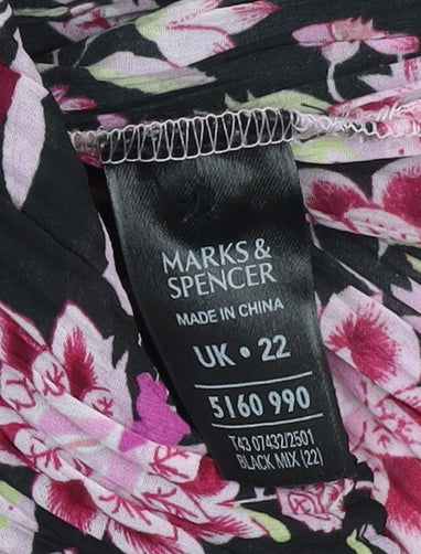 Marks and Spencer Women's Black Floral Button-Up Shirt UK 22