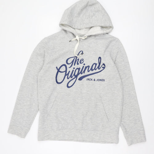 Jack & Jones Men's Grey Pullover Hoodie L