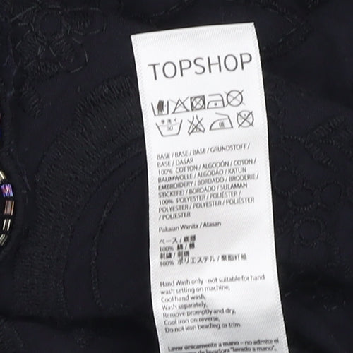 Topshop Women's Black Off Shoulder Embroidered Blouse