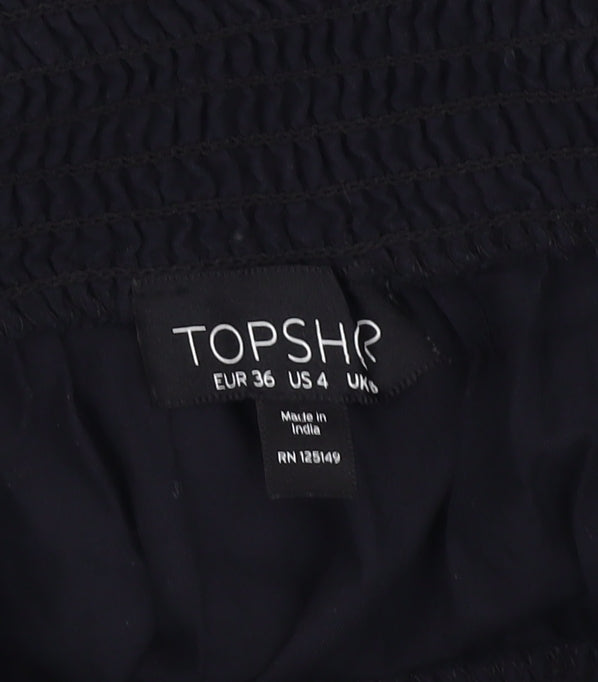 Topshop Women's Black Off Shoulder Embroidered Blouse