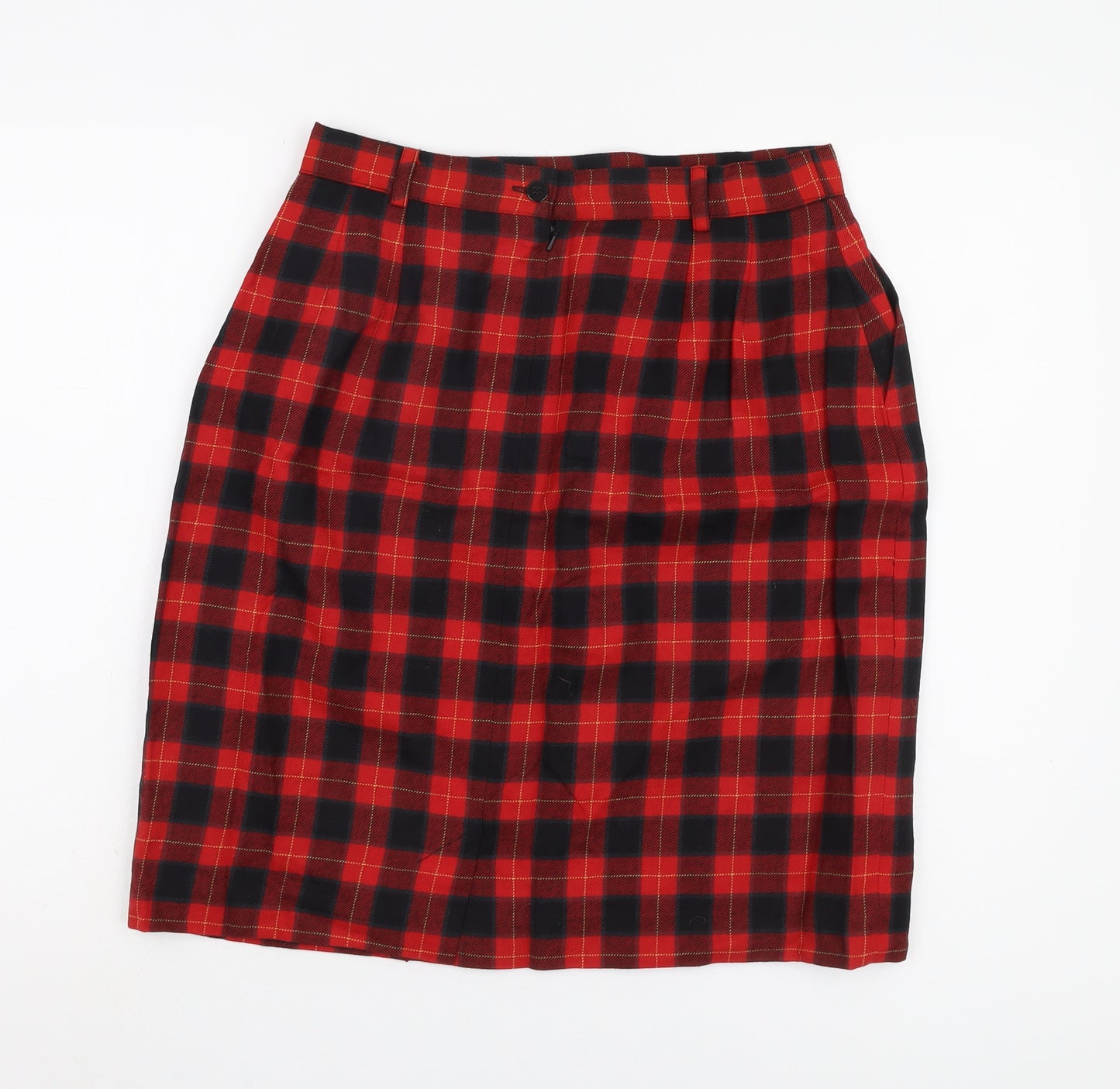 Viyella Women's Red Plaid Wool Pencil Skirt Size 16
