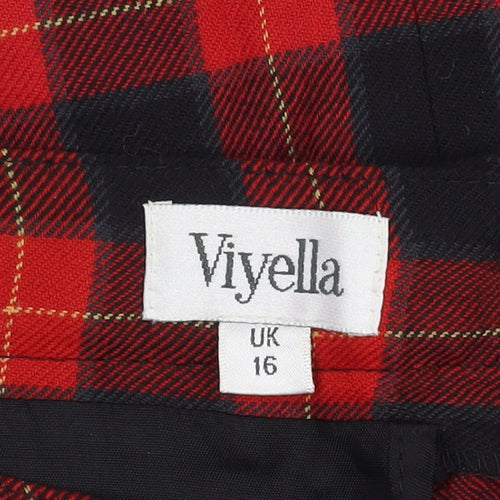 Viyella Women's Red Plaid Wool Pencil Skirt Size 16