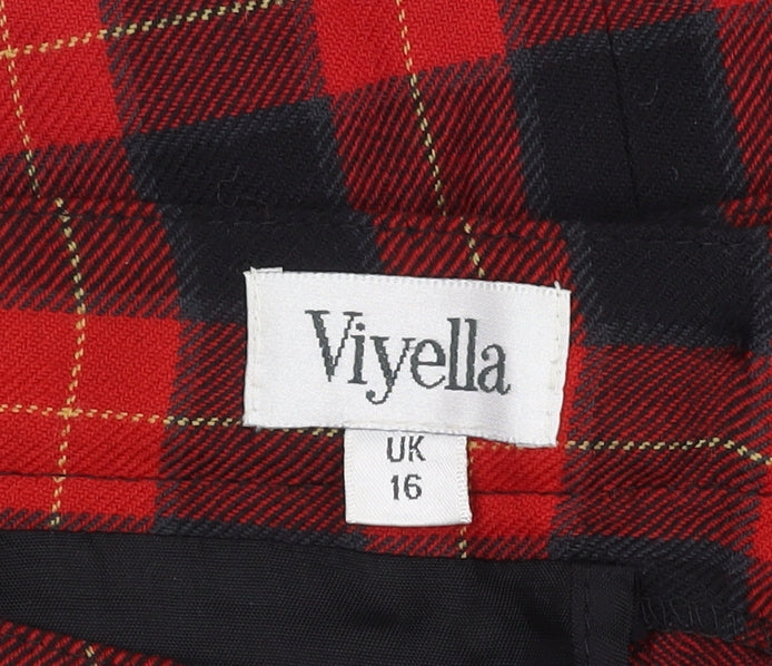 Viyella Women's Red Plaid Wool Pencil Skirt Size 16