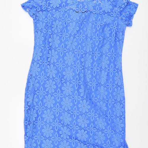 Kaleidoscope Blue Floral Lace Dress, Women, Size 16