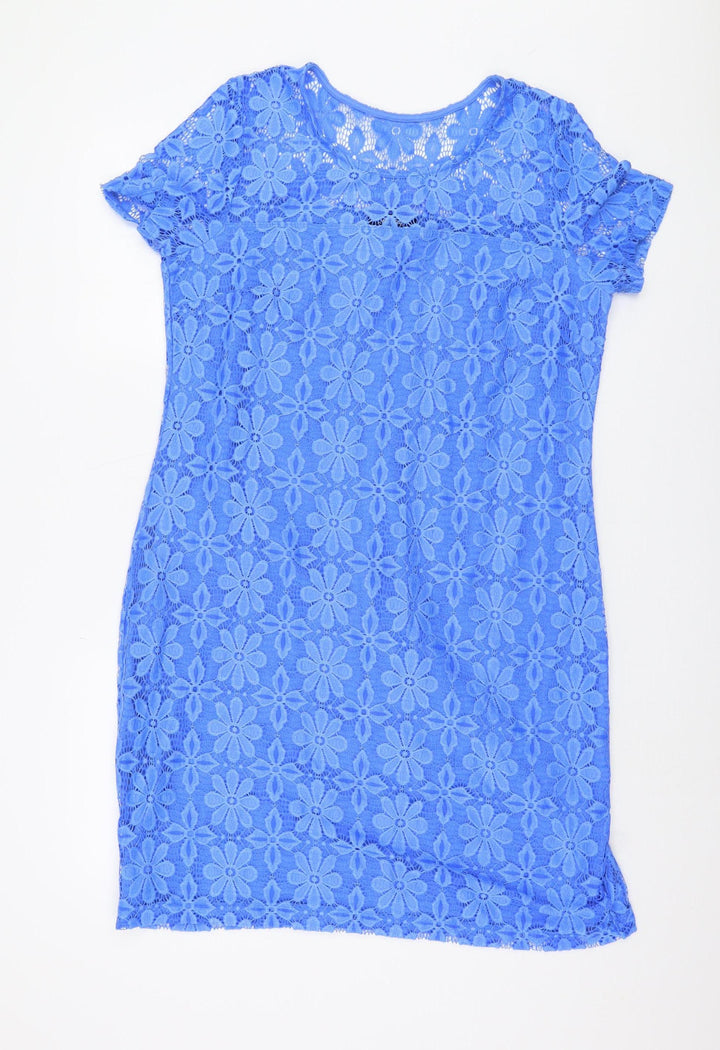 Kaleidoscope Blue Floral Lace Dress, Women, Size 16
