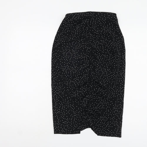 Zara Women's Black Polka Dot Midi Pencil Skirt XS