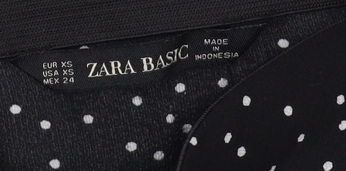 Zara Women's Black Polka Dot Midi Pencil Skirt XS
