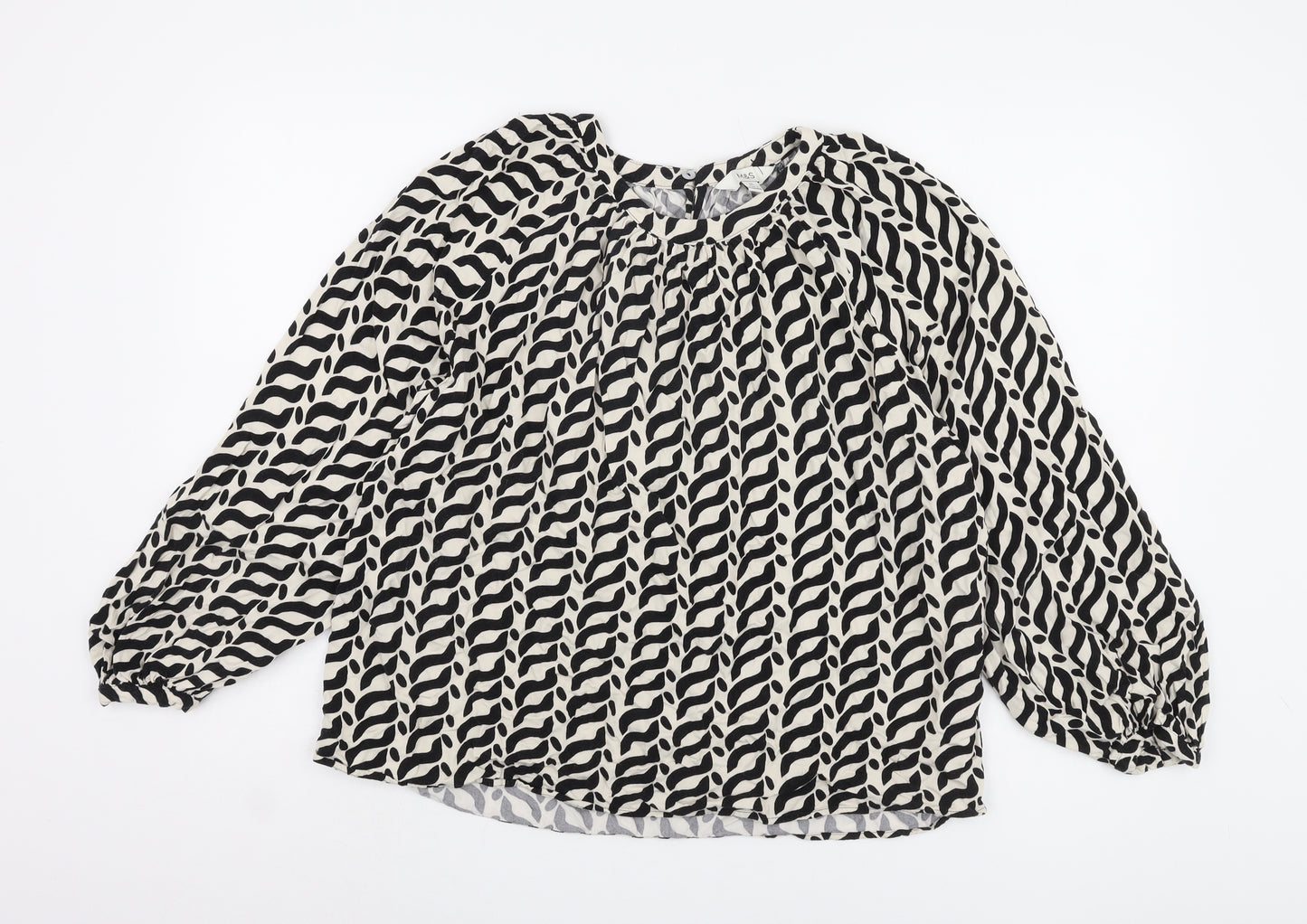 Marks and Spencer Women's Black Geometric Blouse Size 12