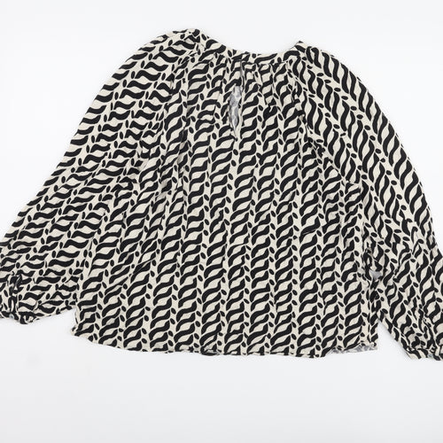 Marks and Spencer Women's Black Geometric Blouse Size 12