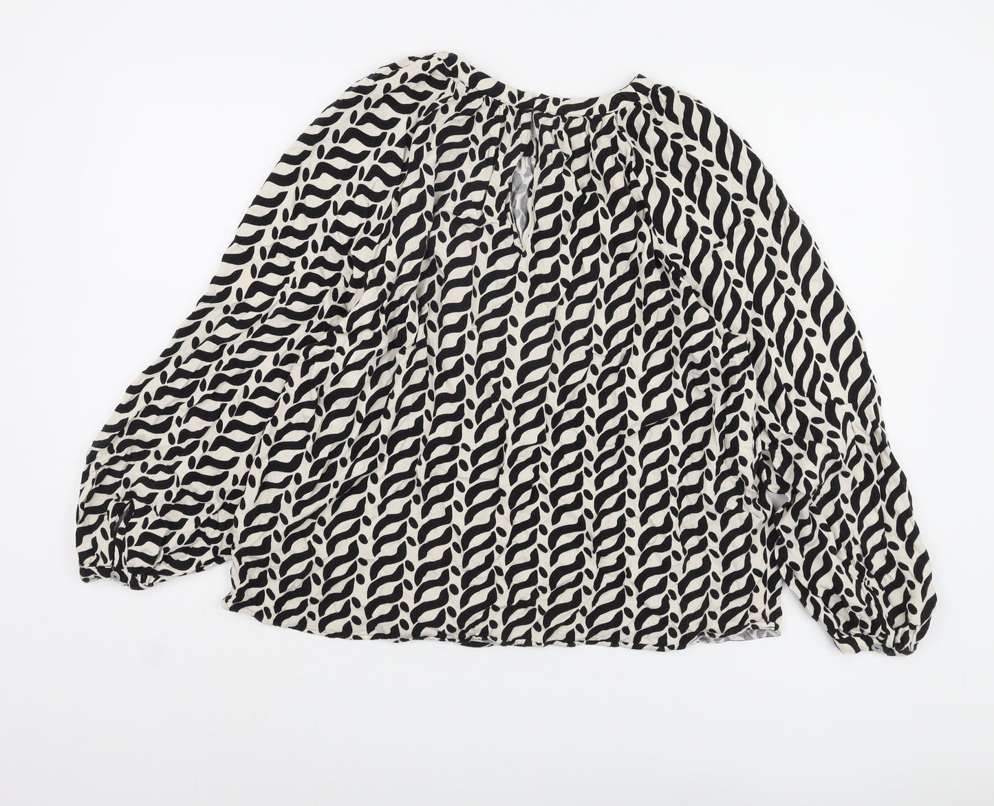 Marks and Spencer Women's Black Geometric Blouse Size 12