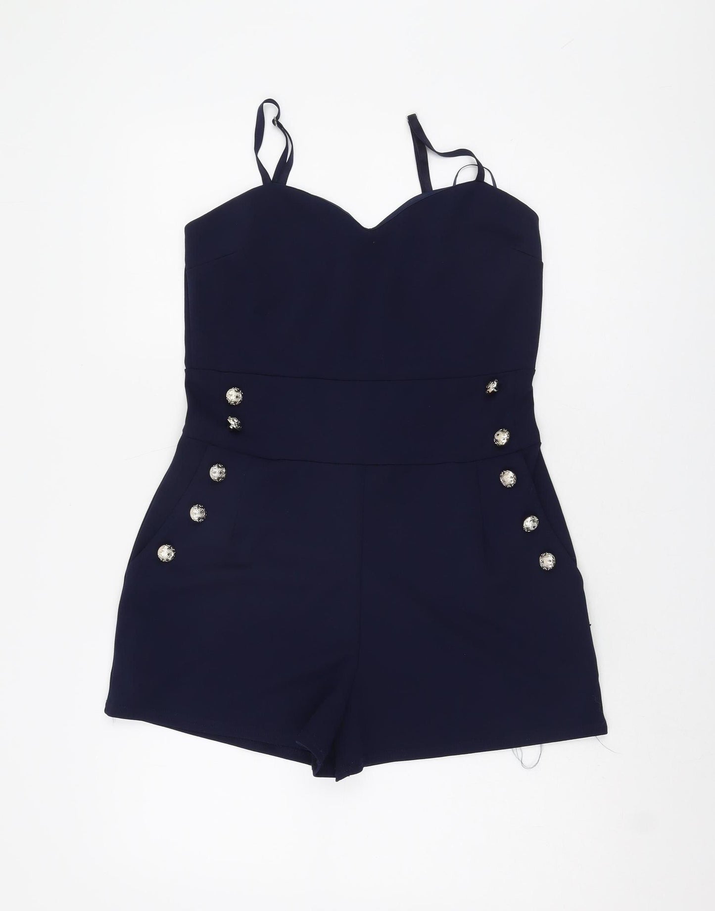 Quiz Women's Blue Sleeveless Playsuit Size 14
