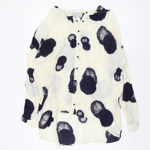 Soft B Women's Ivory Polka Dot Button-Up Shirt, M