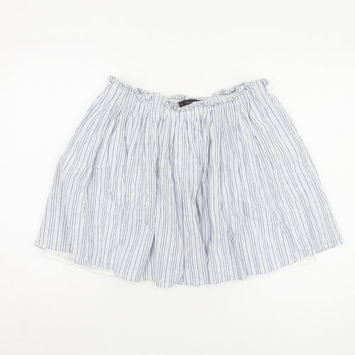 Zara Basic Women's Blue Striped Cotton Skirt - L
