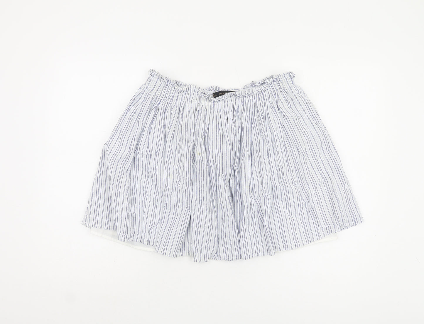 Zara Basic Women's Blue Striped Cotton Skirt - L